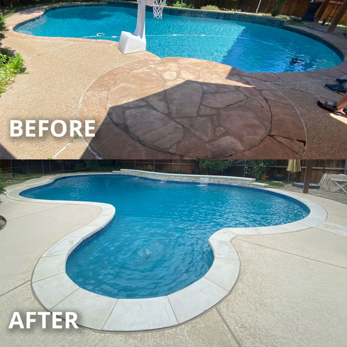 Swimming pool repairs Stellenbosch - before and after pool restoration