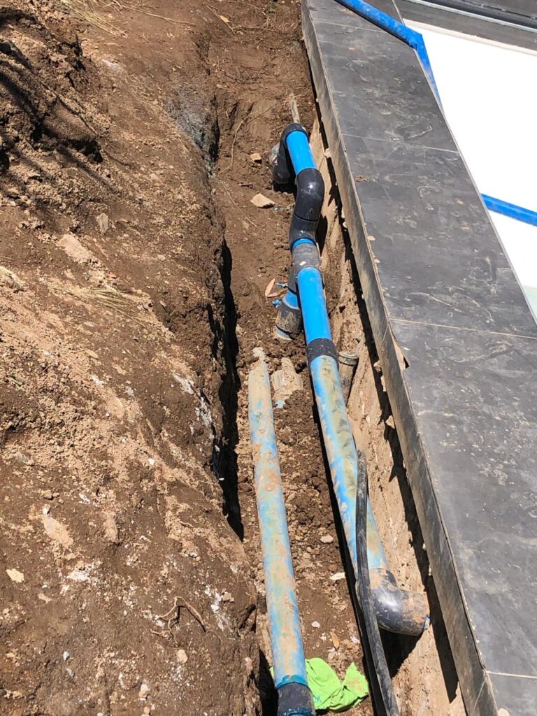 Pool leak detection and pipe repair Cape Town: repiping trench next to pool