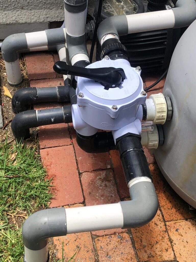 Pool pump and filter repairs Cape Town: multiport valve and pump fitted