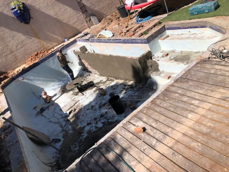 Pool installation Cape Town: pool shell and steps under construction