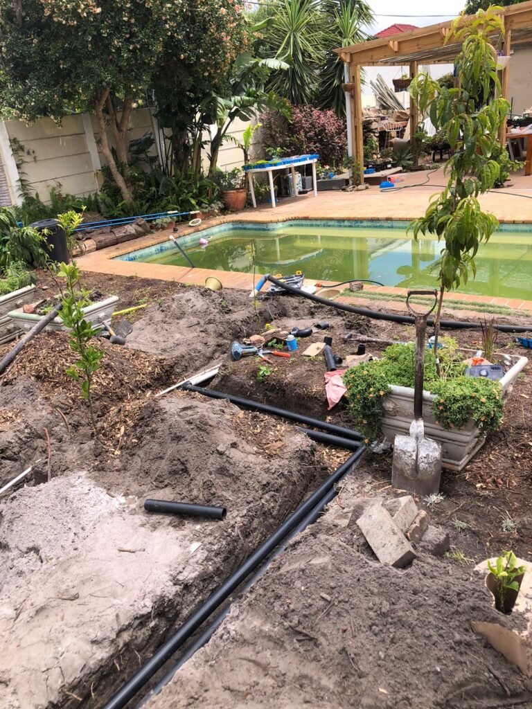 Pool installation Cape Town: plumbing laid for new pool
