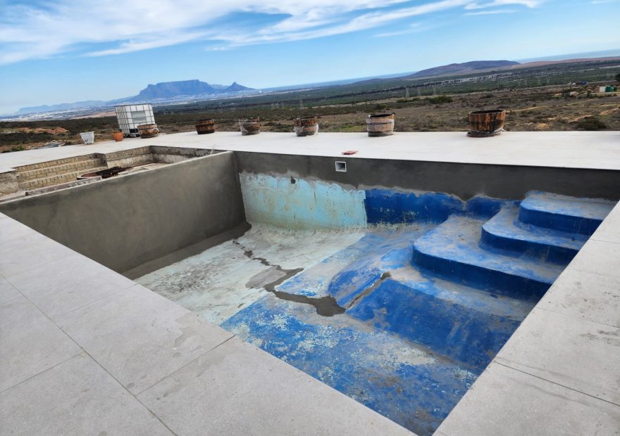 pool relining Cape Farms prep - shell stripped back to gunite