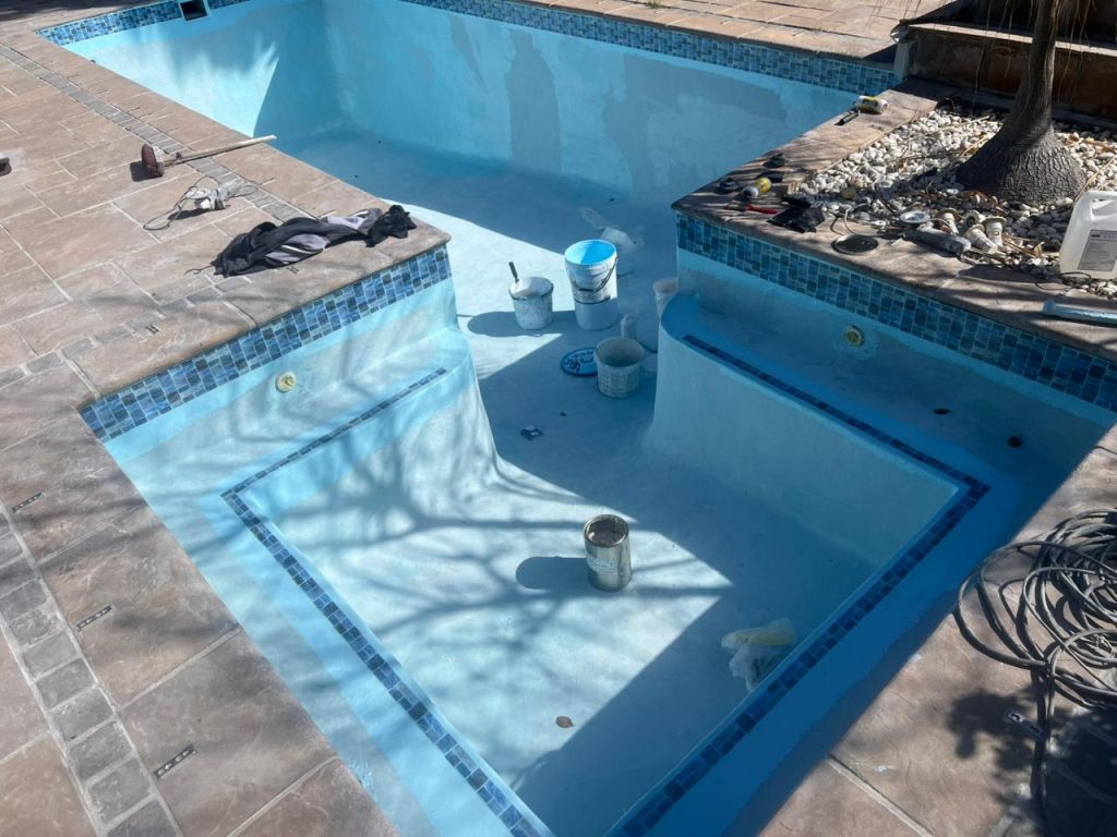 Completed gunite pool relining by Gibbs Pools in Melkbosstrand - the same coastal conditions as Bloubergstrand