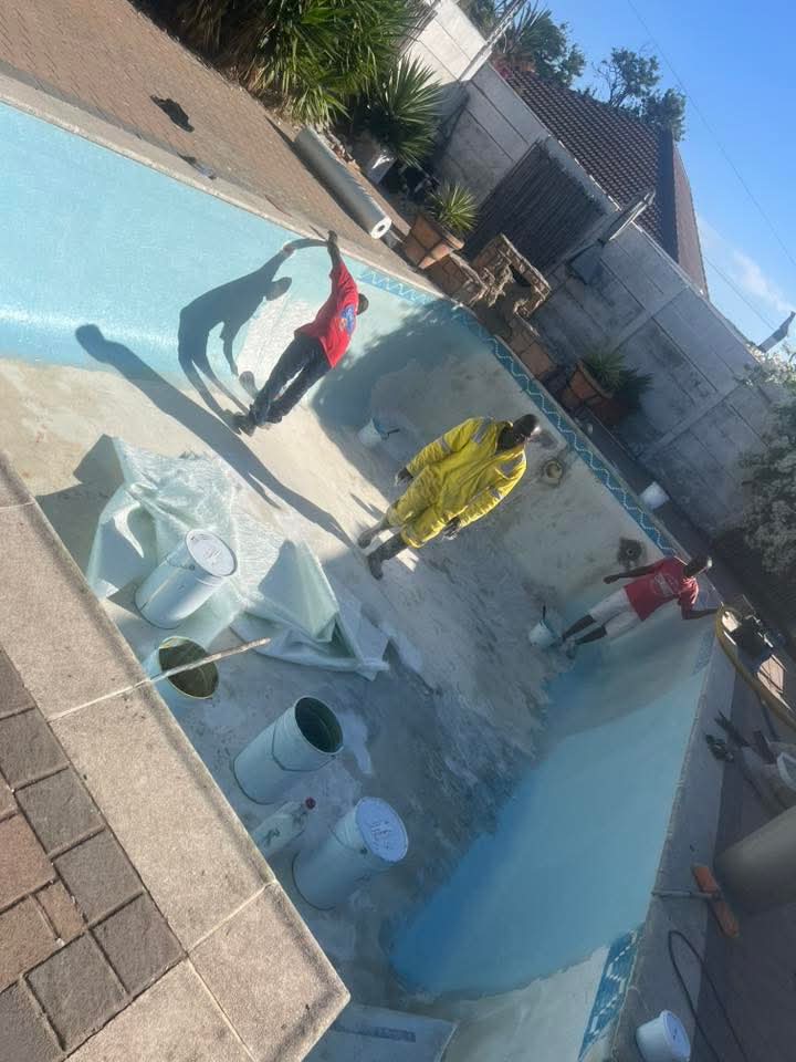 pool relining Monte Vista prep — old failed fibreglass stripped back to shell