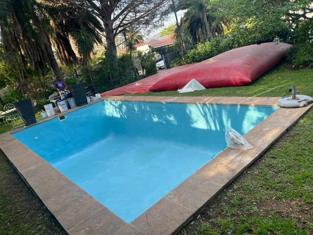 Gunite pool converted to fibreglass Durbanville: fresh blue finish
