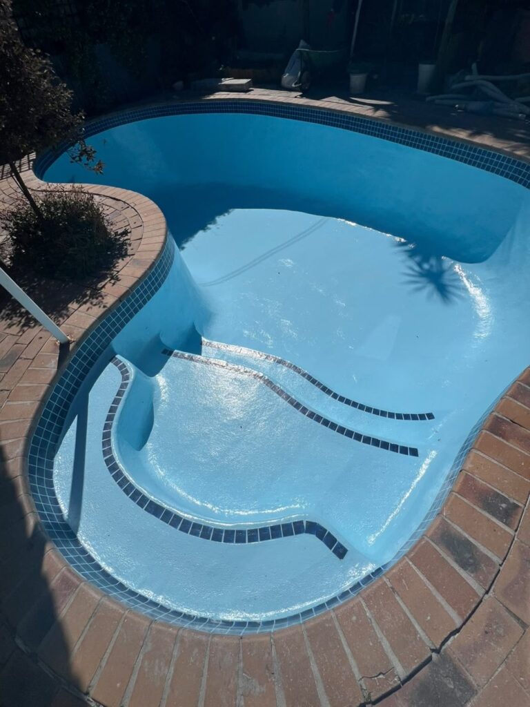 Completed gunite relining with fibreglass in Rondebosch, 7x4m pool, R32,000 all inclusive